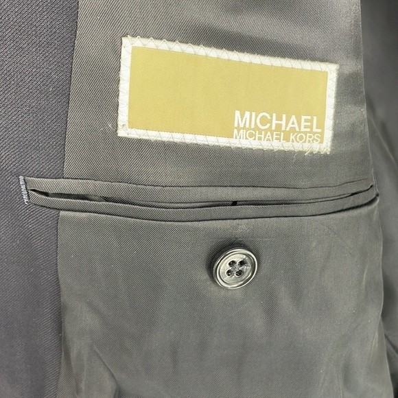 MICHAEL MICHAEL KORS 44L wool blazer suit jacket sport coat navy blue men's - Picture 3 of 7